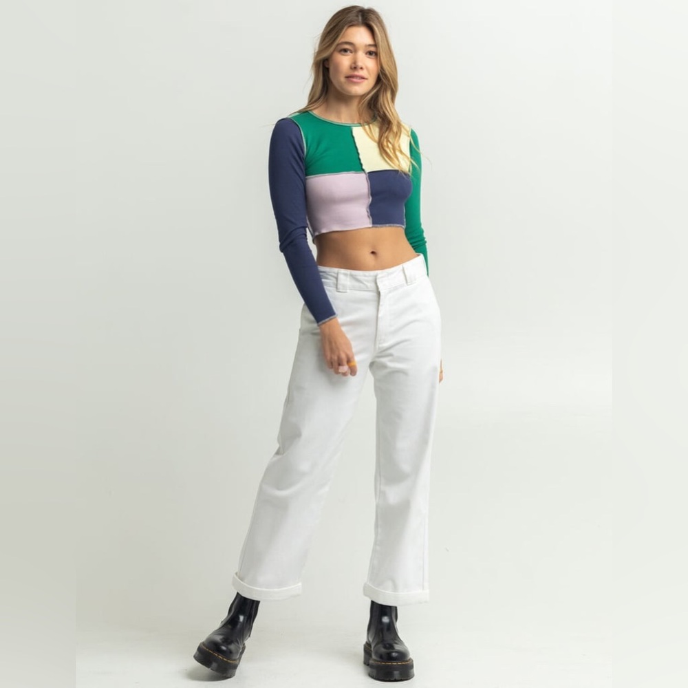 Full Tilt Exposed Seam Color Block Tee Size Medium